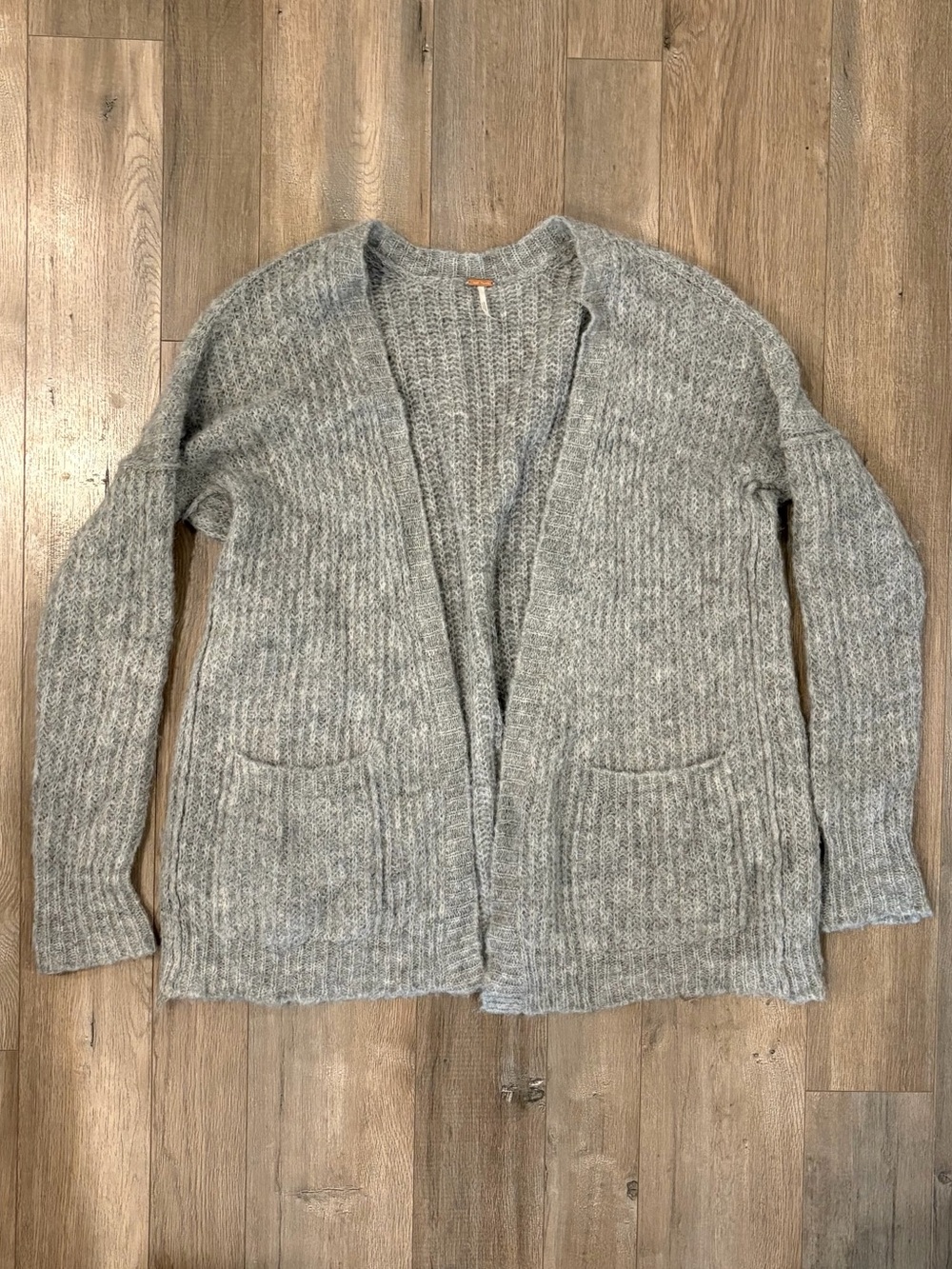 Free People Heather Gray Open-Front Knit Cardigan